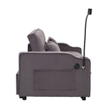 Modern Loveseat Futon Sofa With Pullout Bed, Adjustable Reclining Backrest, Toss Pillows