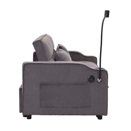 Modern Loveseat Futon Sofa With Pullout Bed, Adjustable Reclining Backrest, Toss Pillows HouseOfZazla