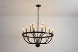 15-Light Industrial Iron Candle Chandelier Modern Farmhouse Pendant Light
