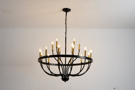 15-Light Industrial Iron Candle Chandelier Modern Farmhouse Pendant Light HouseOfZazla