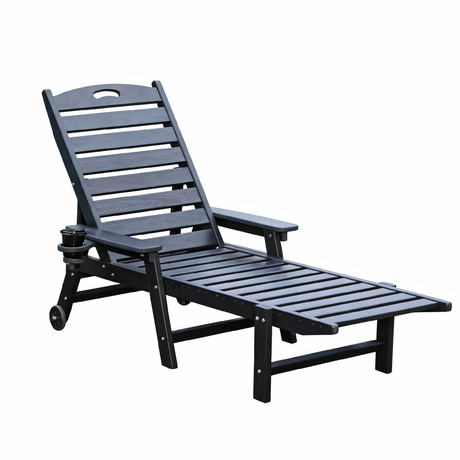 HDPE Chaise Lounge Chair Outdoor with Adjustable Backrest HouseOfZazla