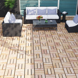Interlocking Deck Tiles Checker Pattern, Square Acacia Hardwood Outdoor Flooring For Patio, Bancony, Pool Side
