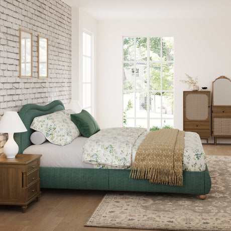 King Size Upholstered Platform Bed Frame with Rounded Corners HouseOfZazla