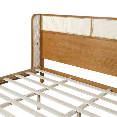 Premium Rubber Wood Platform Bed Frame with Headboard HouseOfZazla