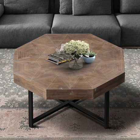 Wood Octagonal Vintage Patchwork Coffee Table HouseOfZazla