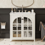 Vintage Farmhouse Bathroom Vanity with Ceramic Sink