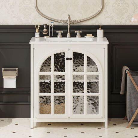 Vintage Farmhouse Bathroom Vanity with Ceramic Sink HouseOfZazla
