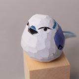 Hand-Carved Wooden Bird Figurine – White