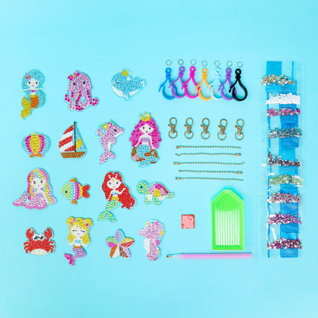 Adorable Keychains Diamond Art Kit – Mermaid (Set of 15) Kitsville