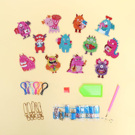 Adorable Keychains Diamond Art Kit – Monsters (Set of 15) Kitsville