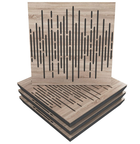 (4 Pack) Sound Absorption-Diffuse Acoustic Panel «Wave» for rec.studio | Wood laminated: (Sonoma) UA-acoustics