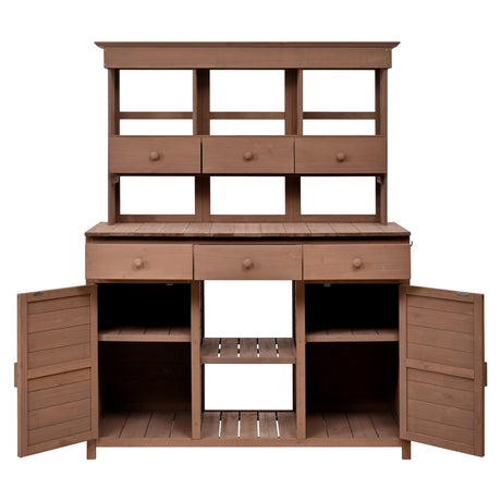 Topmax 65.7'' Tall Garden Potting Bench Table with Hutch HouseOfZazla