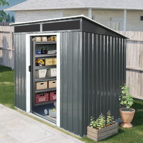 Outdoor Metal Storage Shed And Transparent Plate For Garden, Lawn HouseOfZazla