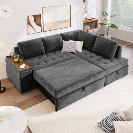 L Shaped Couch With Pull Out Bed And Storage Sectional Sleeper Sofa HouseOfZazla
