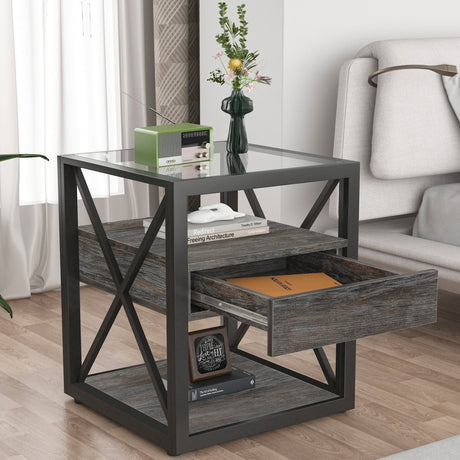 Set of 2 Modern End Tables with Drawer - Nightstands HouseOfZazla
