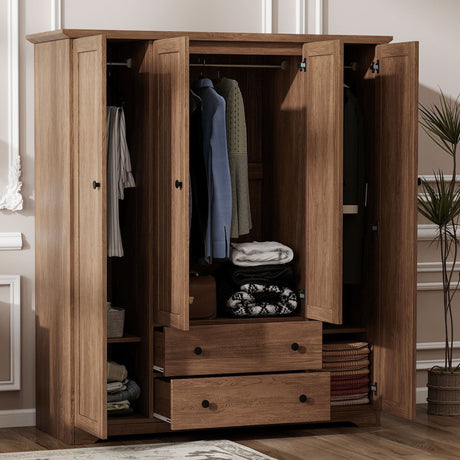 4 Door Wardrobe Armoire With 2 Drawers HouseOfZazla