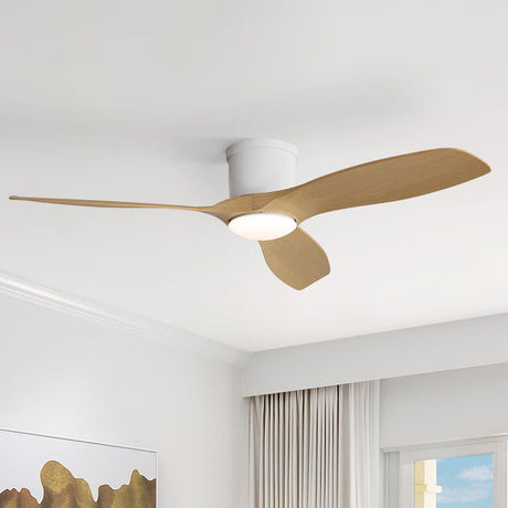 Flush Mount Ceiling Fan With Dimmable LED Light, 3 Blades, Reversible DC Motor HouseOfZazla