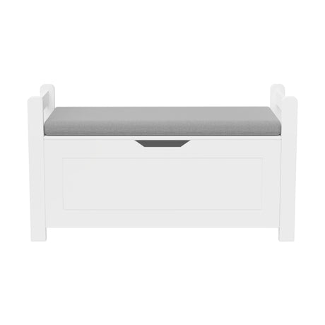 Kids Toy Box Chest Storage Cabinet With Cushion Seat Bench Flip Top Lid Safety Hinge - White HouseOfZazla
