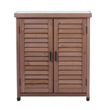 Potting Bench With Storage Cabinet And Metal Table Top For Outdoor