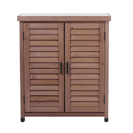 Potting Bench With Storage Cabinet And Metal Table Top For Outdoor HouseOfZazla