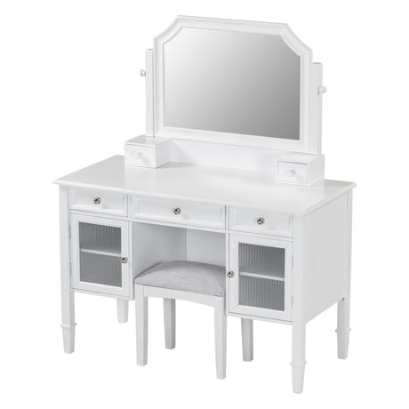 Elegant Makeup Vanity Desk With Adjustable Mirror And Storage And Construction - White HouseOfZazla