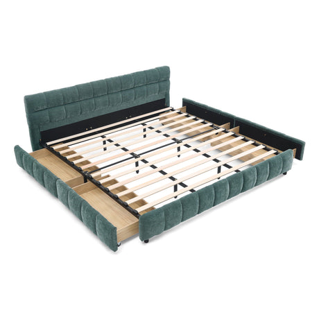 Modern Platform Bed Frame With Thick Fabric HouseOfZazla