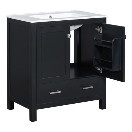 Bathroom Vanity With Single Sink, Combo Cabinet Undermount Sink, Bathroom Storage Cabinet With Two Doors And A Drawer, Soft Closing, Multifunctional Storage, Solid Wood Frame HouseOfZazla