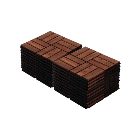 Interlocking Deck Tiles Checker Pattern, Square Acacia Hardwood Outdoor Flooring For Patio, Bancony, Pool Side HouseOfZazla