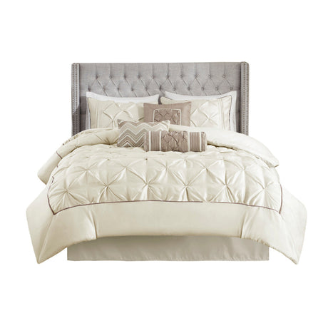 7 Piece Tufted Comforter Set Ivory Queen HouseOfZazla