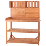TOPMAX 65' Large Wooden Farmhouse Rustic Outdoor Potting Bench Table
