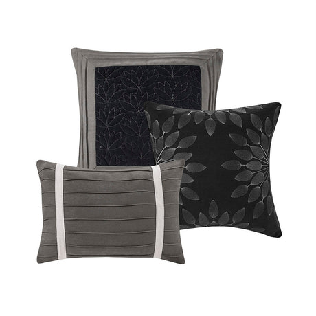 7 Pc Pieced Faux Suede Comforter Set Black Queen HouseOfZazla