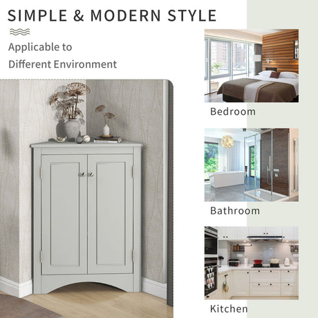 Triangle Bathroom Storage Cabinet With Adjustable Shelves, Freestanding Floor Cabinet For Home Kitchen HouseOfZazla