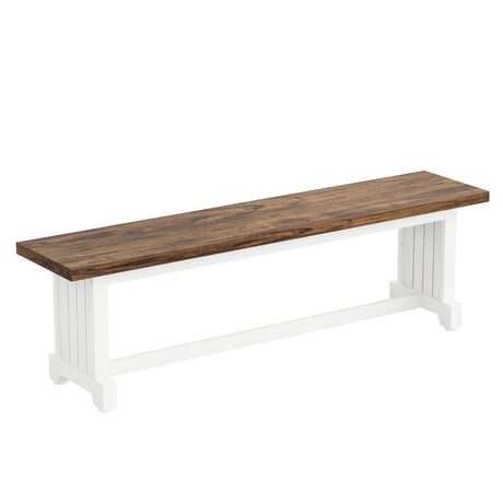 3 Piece Dining Table Set For 2 - 4, With Space Saving Benches - Brown / White HouseOfZazla