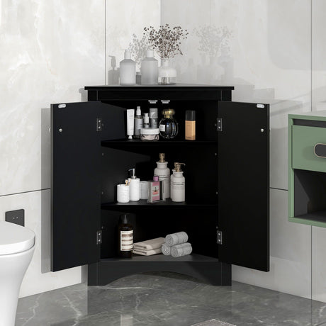 Triangle Bathroom Storage Cabinet With Adjustable Shelves, Freestanding Floor Cabinet For Home Kitchen HouseOfZazla