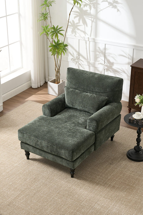 Modern Chaise Lounge Upholstered Sofa Recliner Chair in Green HouseOfZazla