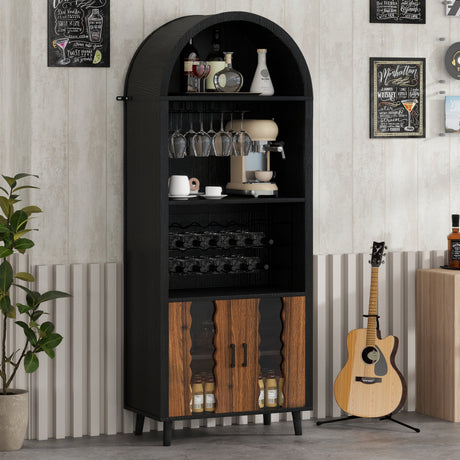71' Farmhouse Arched Wine Bar Cabinet HouseOfZazla