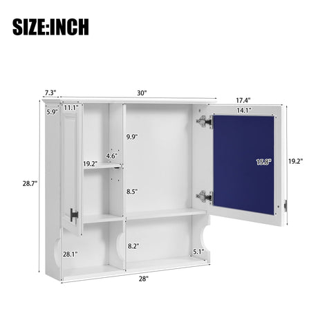 Wall Mounted Mirror Medicine Cabinet, Bathroom Storage With Doors And Open Shelves HouseOfZazla