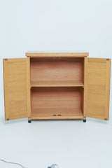 Potting Bench with Storage Cabinet and Metal Table Top for Outdoor Patio