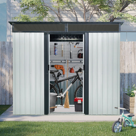 Outdoor Metal Storage Shed With Window And Transparent Plate For Garden, Lawn HouseOfZazla
