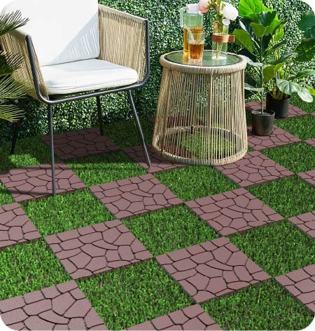 New Stone Texture 12" Patio Deck Tiles, 44pcs HouseOfZazla