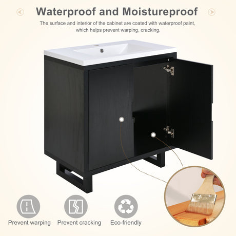 Bathroom Vanity Set With Sink, Combo Cabinet, Bathroom Storage Cabinet, Solid Wood Frame HouseOfZazla