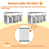 Large Dog Crate, Water Resistant Indoor Pets Furniture Double Dog Crates - Brown White