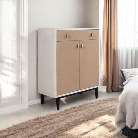 Bar Cabinet With Large Storage - White / Pecan HouseOfZazla