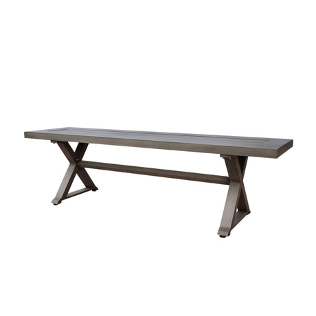 Modern Aluminum Outdoor Dining Bench With X Base - Dark Gray HouseOfZazla