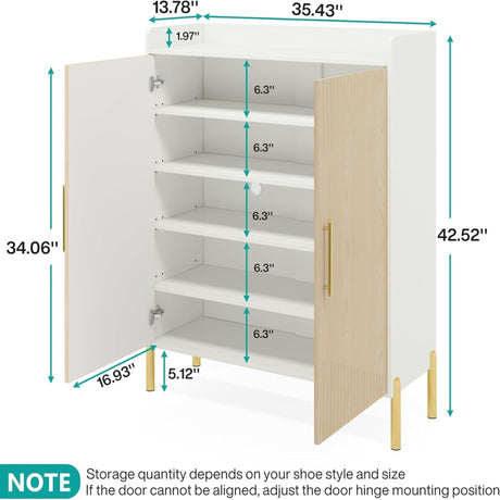 6 Tier Entryway Shoe Cabinet With Doors HouseOfZazla
