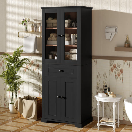 Bathroom Storage Cabinet, Adjustable Shelves & Drawer, Freestanding Tower HouseOfZazla