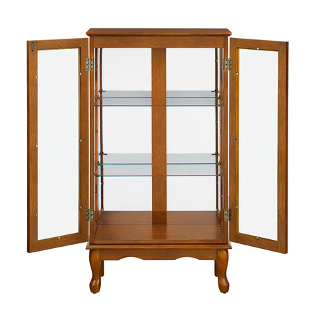 Curio Cabinet Lighted Curio Diapaly Cabinet With Adjustable Shelves And Mirrored Back Panel, Tempered Glass Doors (3 Tier), (E26 Light Bulb Not Included) HouseOfZazla