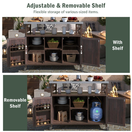 K&K Outdoor Kitchen Island, Rolling Bar Cart & Storage Cabinet HouseOfZazla