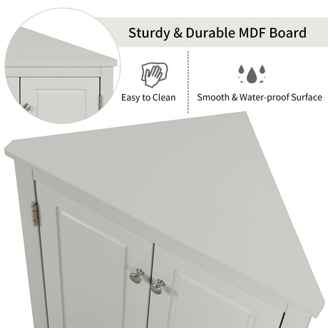 Triangle Bathroom Storage Cabinet With Adjustable Shelves, Freestanding Floor Cabinet For Home Kitchen HouseOfZazla