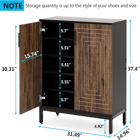 Shoe Cabinet With Doors, 5 Tiers Shoe Storage Organizer HouseOfZazla
